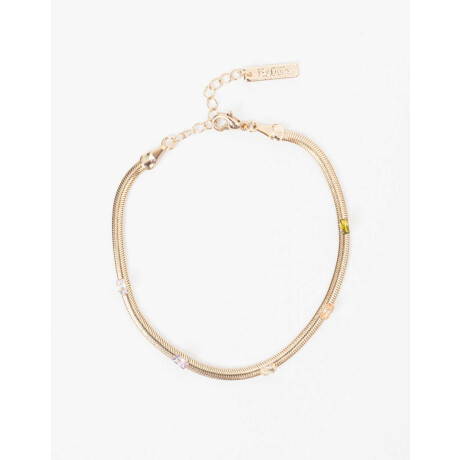 Pulsera Flexible Con Cubic Zirconia Dorado