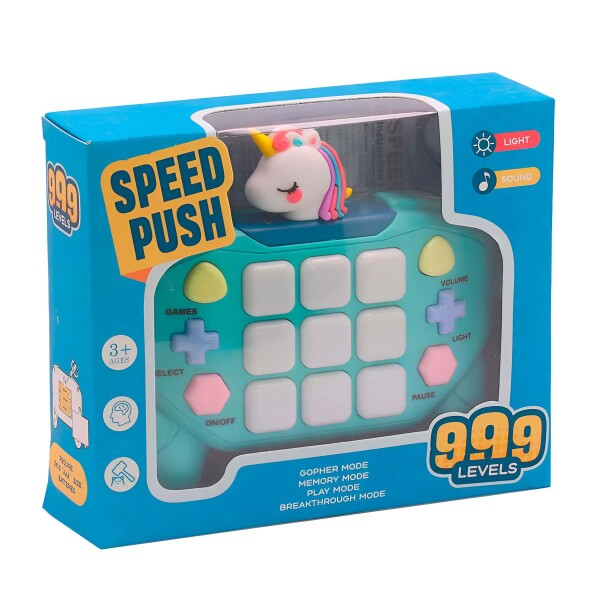 Joystick Consola Interactiva 15 Botones Con Luces Y Sonido Unicornio celeste