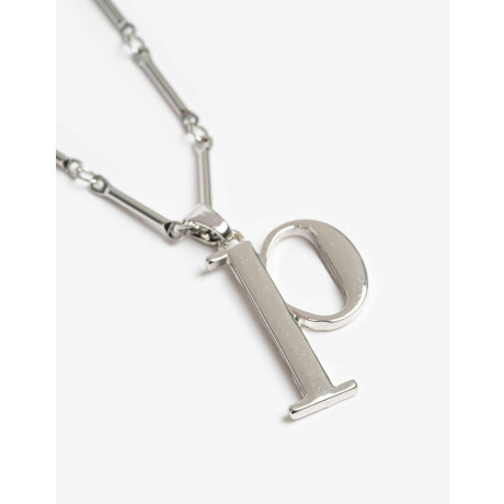 Collar Largo Inicial P Plateado Rodio