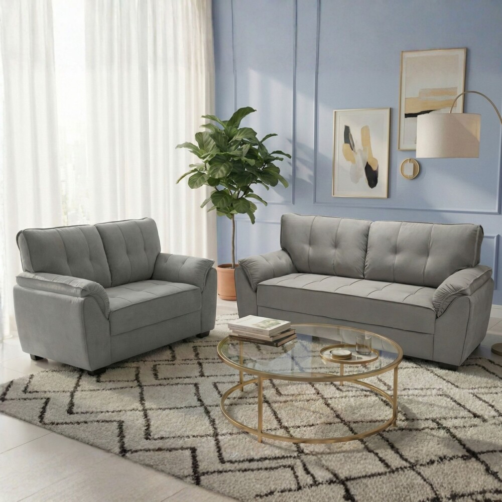 Juego De Living Sillones Sofá 2 Y 3 Cuerpos - Montana Gris