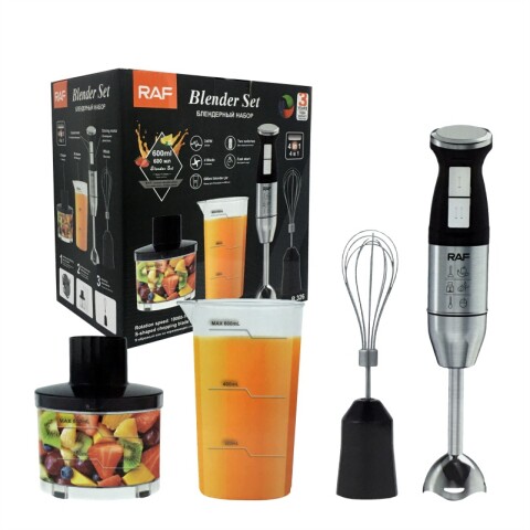 Set Mixer 4 en 1 Licuadora , Batidora, Picadora y Jarra de Licuado 600ml - RAF - R326 Set Mixer 4 en 1 Licuadora , Batidora, Picadora y Jarra de Licuado 600ml - RAF - R326