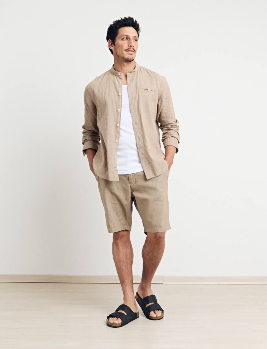011954 CAMISA HARRINGTON LABEL LINO Camel
