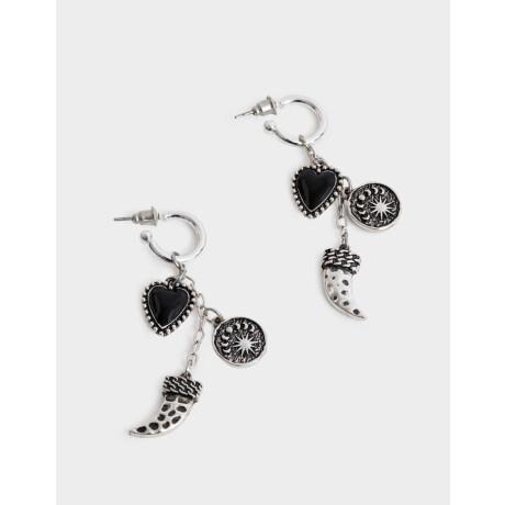 Aros Argolla Dije Cuerno Plateado Antique Silver