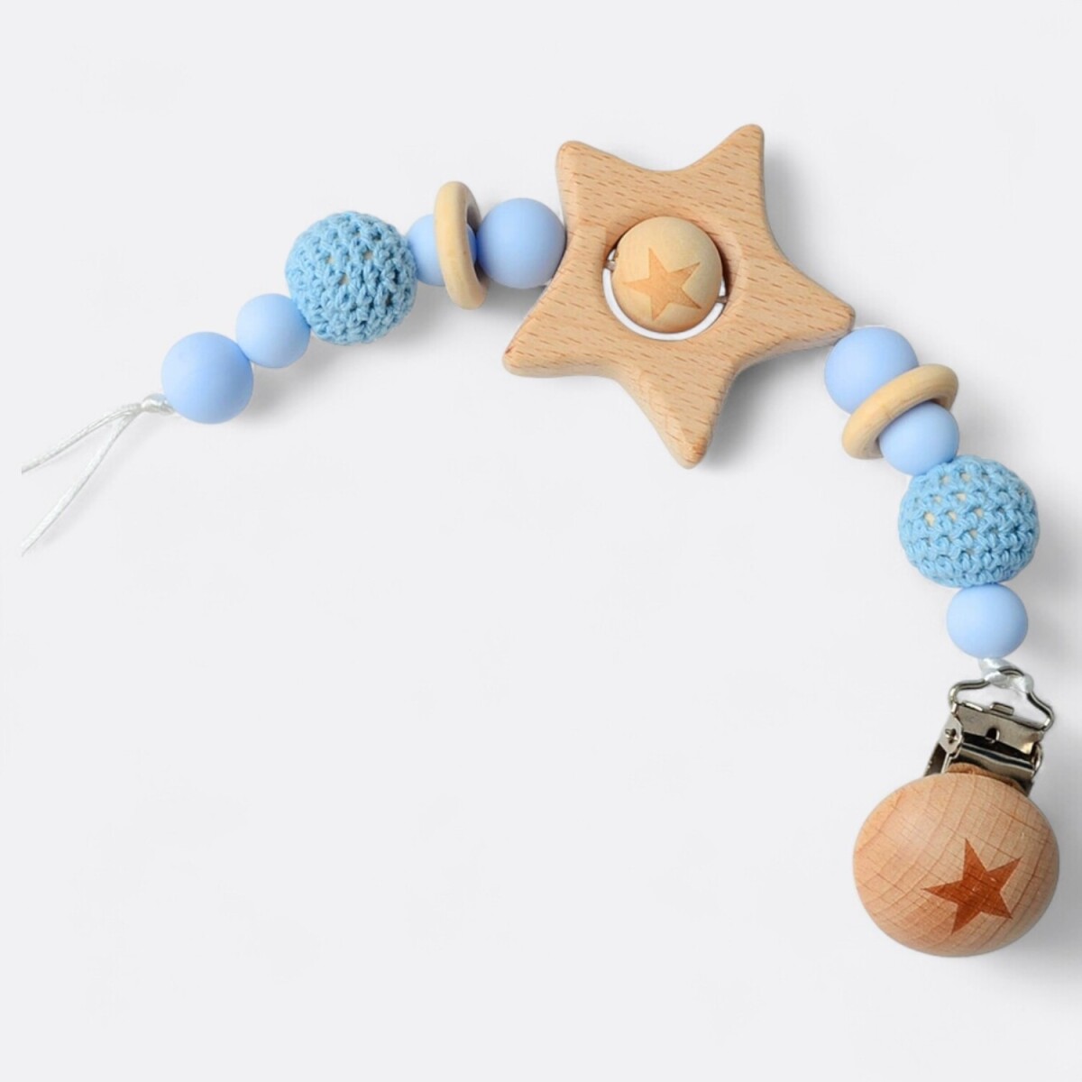 Cadena porta chupete estrella grande - Celeste 