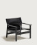Butaca Jan de fibras de cuero reciclado reciclado negra y madera maciza de fresno con acabado negro FSC 100%