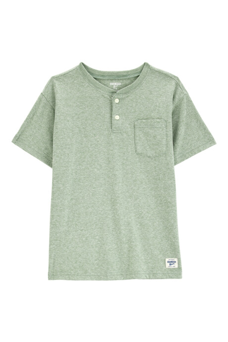 Remera henley de algodón, verde Sin color