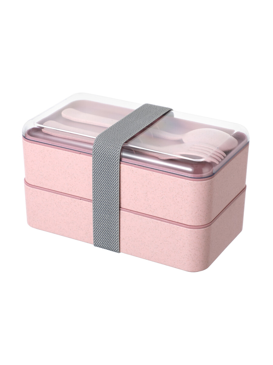 Bento box 1000ml con cubiertos - rosa 