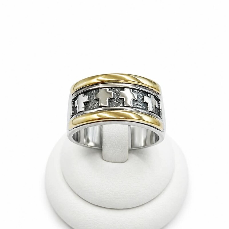 Anillo con cruces plata y oro Anillo con cruces plata y oro