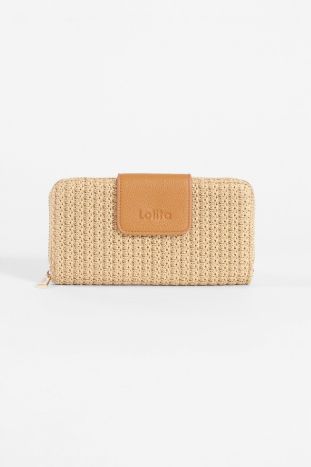 Billetera rafia beige
