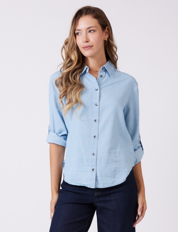 Camisa Lyocell Lineas CELESTE