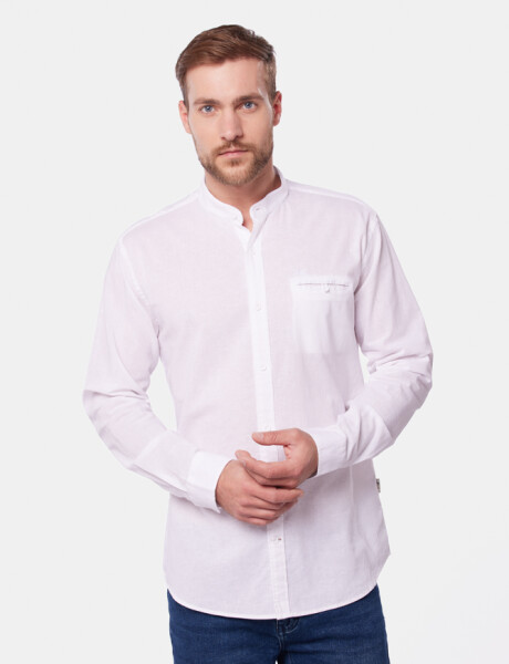 CAMISA DE LINO CUELLO MAO Blanco