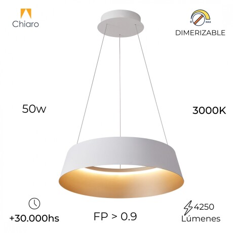 Campana led de Suspender DIMERIZABLE interior champagne 50W BLANCA