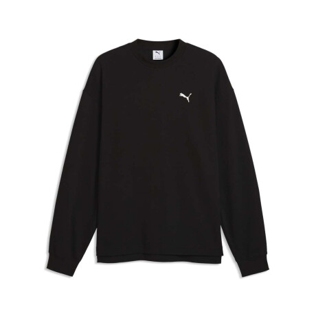 Buzo Ess Elevated Relaxed Material Crew de Hombre Negro