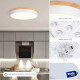 Luminaria Plafon Led Diám 30cm 18w Metal Y Madera Circular Blanco
