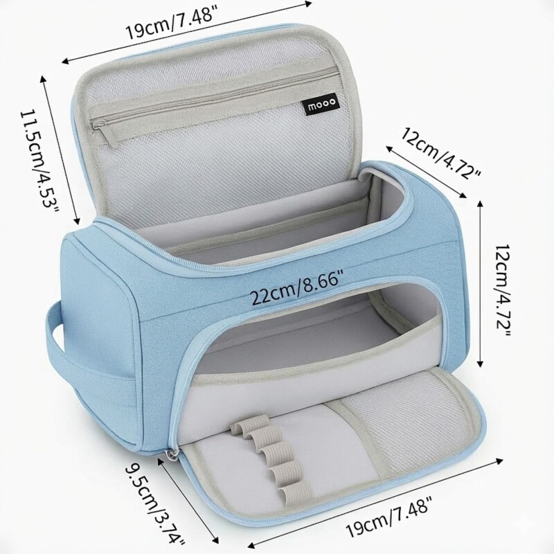 Bolso Cartuchera Gran Capacidad Para Lápices Y Marcadores Celeste