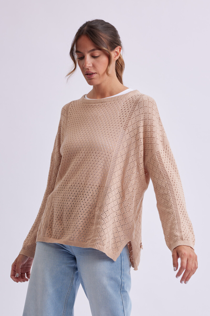 Buzo punto fantasía Beige