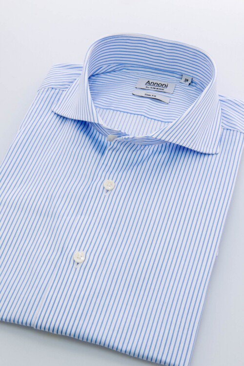 Camisa Annoni Fantasia Slim-Fit Atenas Celeste