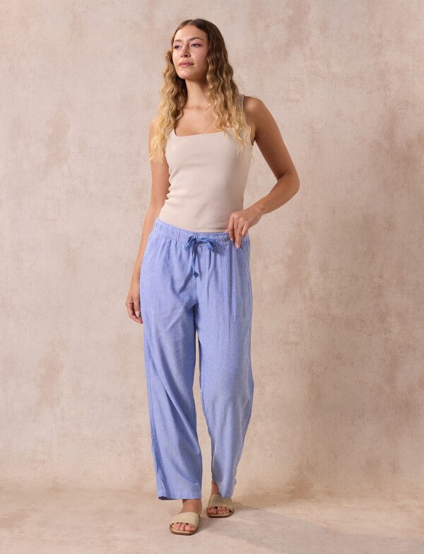 Pantalon Lino CELESTE