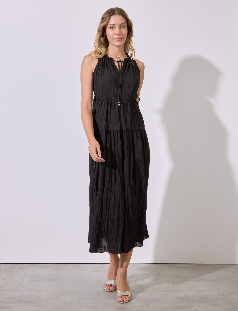 Vestido Maxi Plisado - Negro 