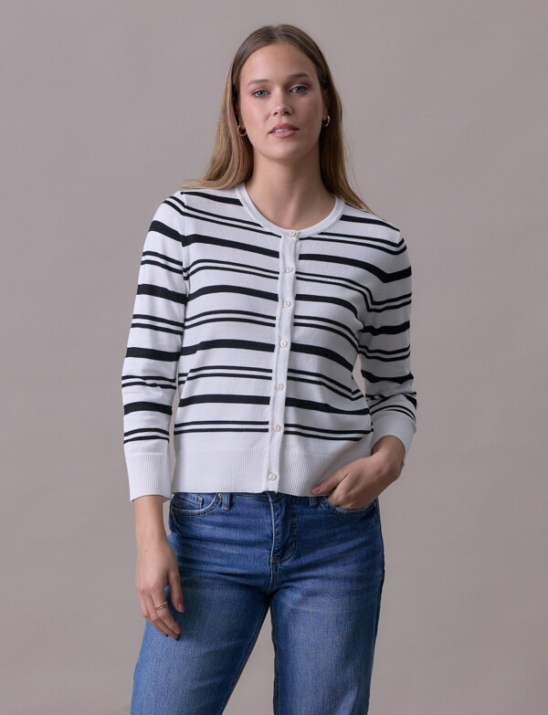 Cardigan Lineas BLANCO/NEGRO