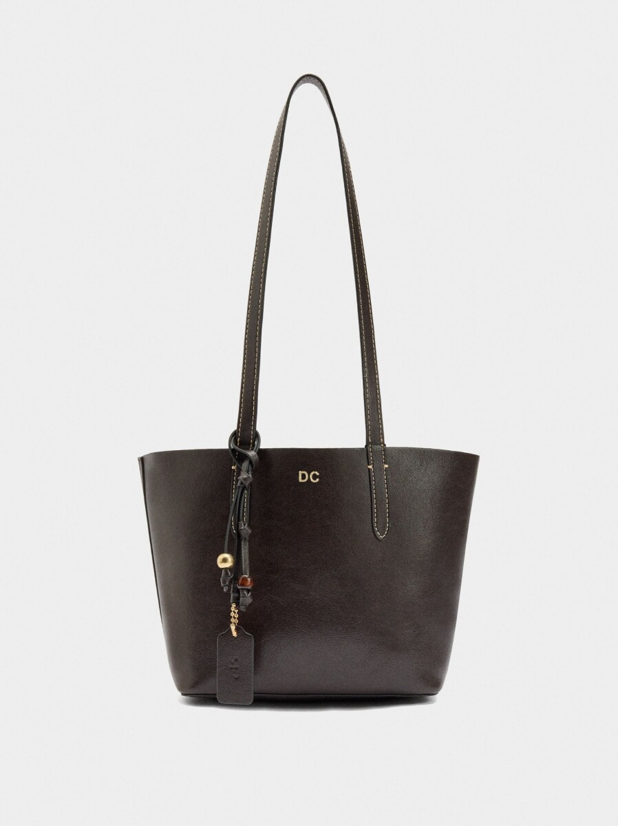 Bolso Shopper Reversible Con Bolsa Extraíble M - marron 