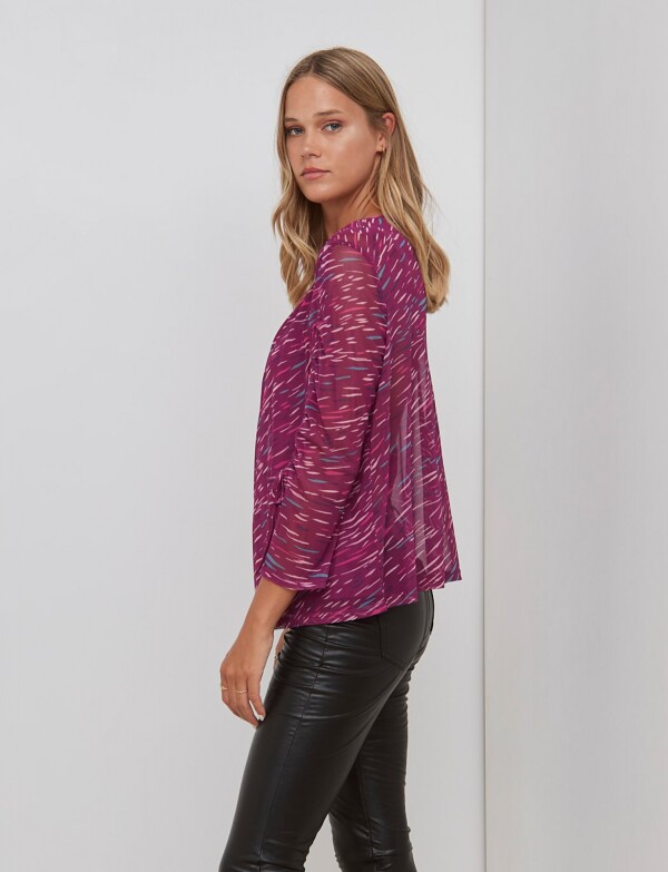 Blusa Tul Print BORDEAUX/MULTI