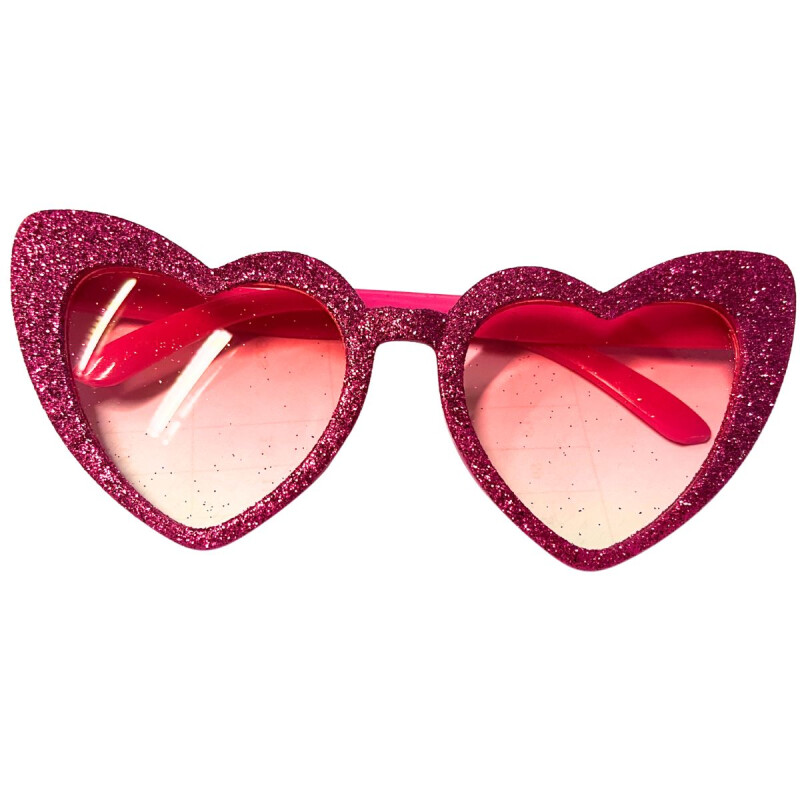 Lentes Corazón x1 Glitter Fucsia