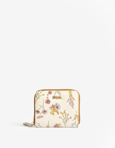 Billetera Zip Round Billetera Cuadrada Flores - Estampado Flores