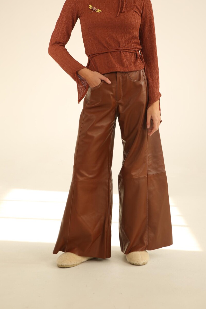 Pantalón Wide XL Couro Camel