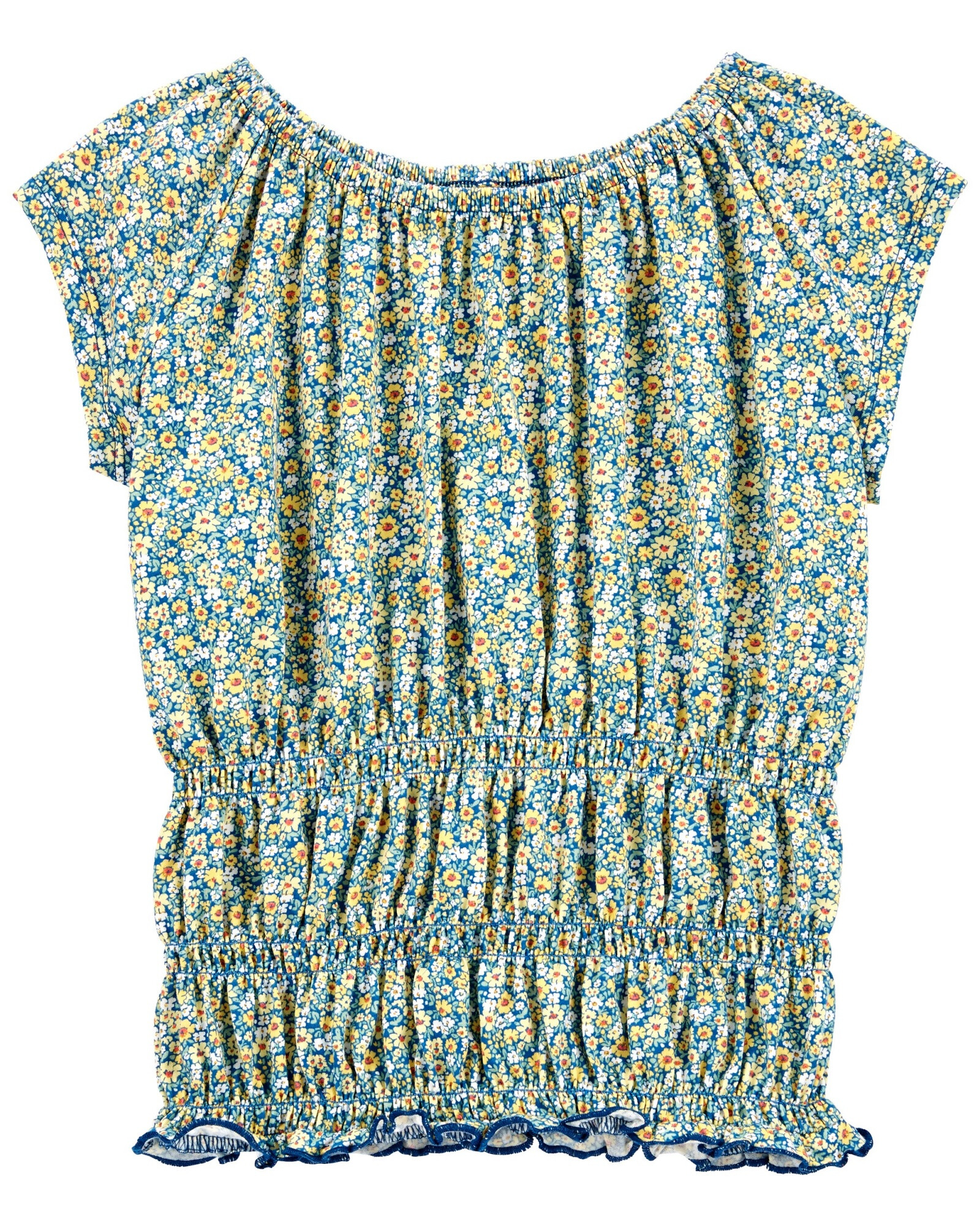 Blusa de jersey fruncido diseño floral Sin color