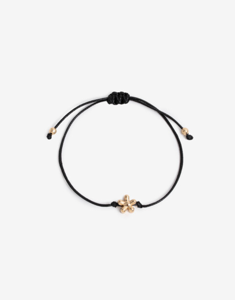 Pulseras Flexibles Cordón Pulsera Ajustable Con Dije Bañado En Oro - Dorado