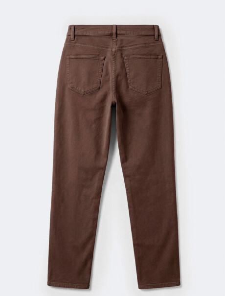 PANTALONES RECTOS EN TEJIDO DE SARGA MARRÓN