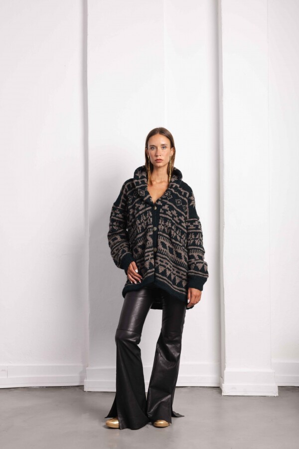 Saco Rosly Lana Base Topo Con Verde