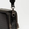 Bandolera New Penny en efecto cuero croco Negro