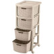 Cajonero Rimax Plastico Rattán 4 cajones, estante y ruedas Taupe
