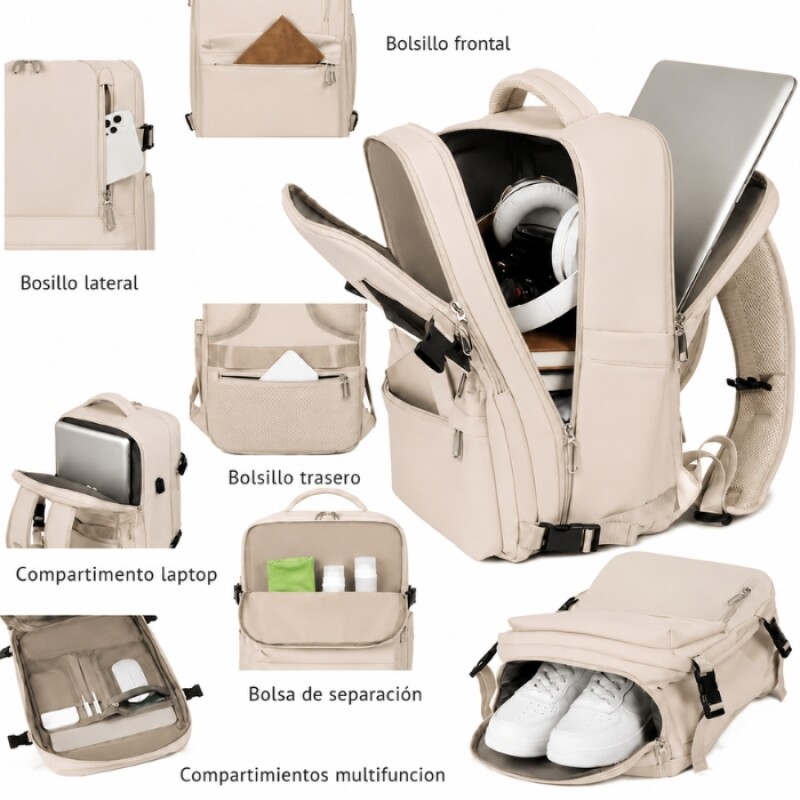 Mochila de Viaje para Cabina Beige
