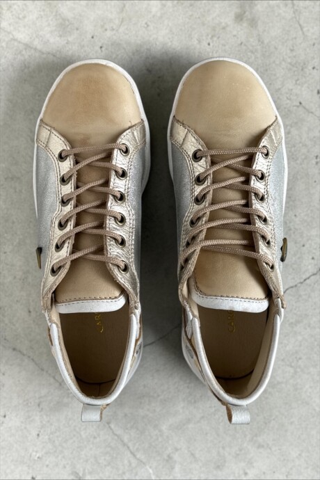 Sneakers Indra Combinados Plateado Dorado Y Natural Sneakers Indra Combinados Plateado Dorado Y Natural
