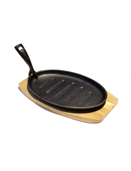 PLANCHA GRIL OVAL D27.5*17.5CM HIERRO C/BASE MADER PLANCHA GRIL OVAL D27.5*17.5CM HIERRO C/BASE MADER