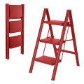 Escalera De 3 Escalones Antidezlisante Y Plegable Rojo