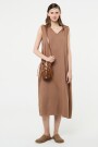 VESTIDO LARGO CON CAPUCHA Marron