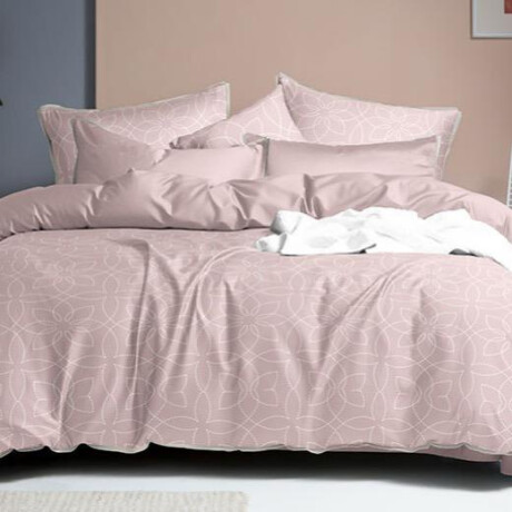 Juego de Sábanas Cotton Flor 1 y ½ Plaza Sommier – 100% Algodón ROSA SOFT