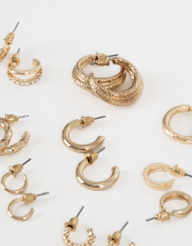 Aros Argollas Set Metal Aros Argollas Sets - Dorado
