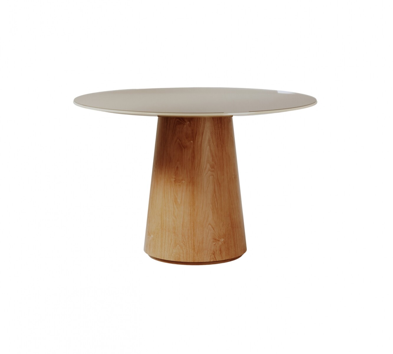 Mesa de Comedor Zara 1.2 Redonda - Línea Manhattan - Vidrio - Blanco/Marrón 