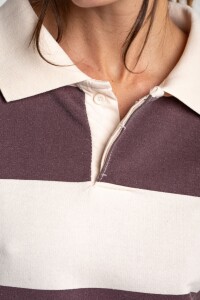 Sweater Polo Rayas Bordeaux