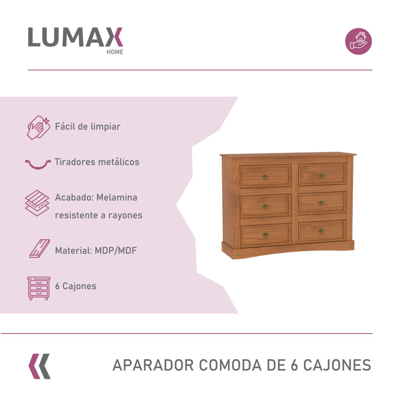Cómoda Aparador Lumax 6 cajones madera maciza Cómoda Aparador Lumax 6 cajones madera maciza