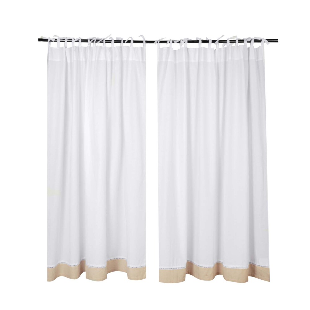 CORTINA ALGODON NATURAL-BEIGE GUARDA DE LINO SET X 2