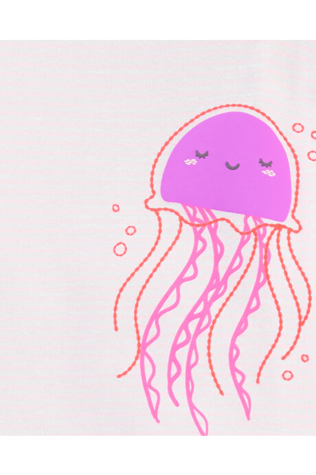 Pijama cuatro piezas de algodón dos remeras y dos shorts, diseños meduza y flamencos Pijama cuatro piezas de algodón dos remeras y dos shorts, diseños meduza y flamencos