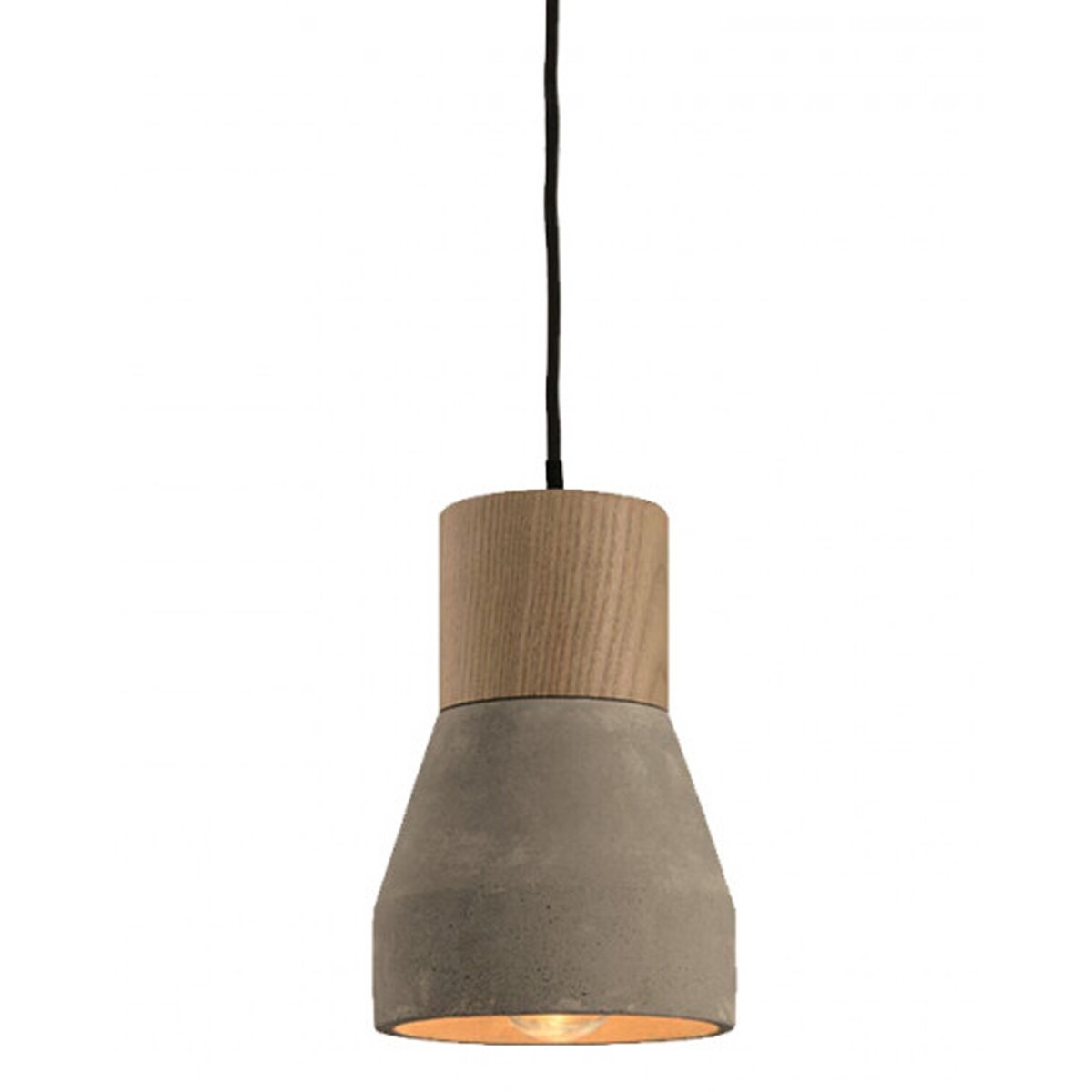 Lámpara colgante Ixec símil concreto con madera 