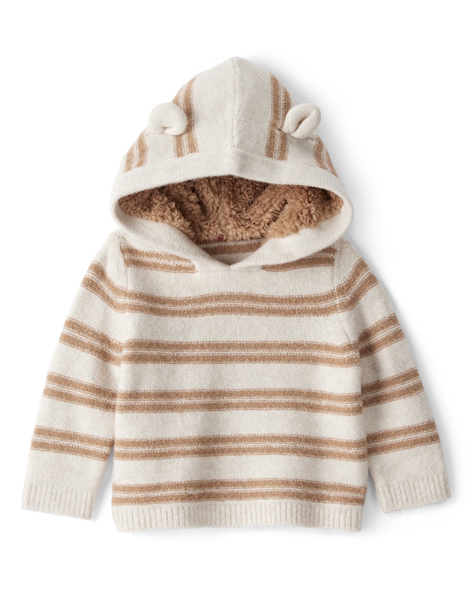 Buzo de punto, con capucha forrada en sherpa y orejas de oso Sin color