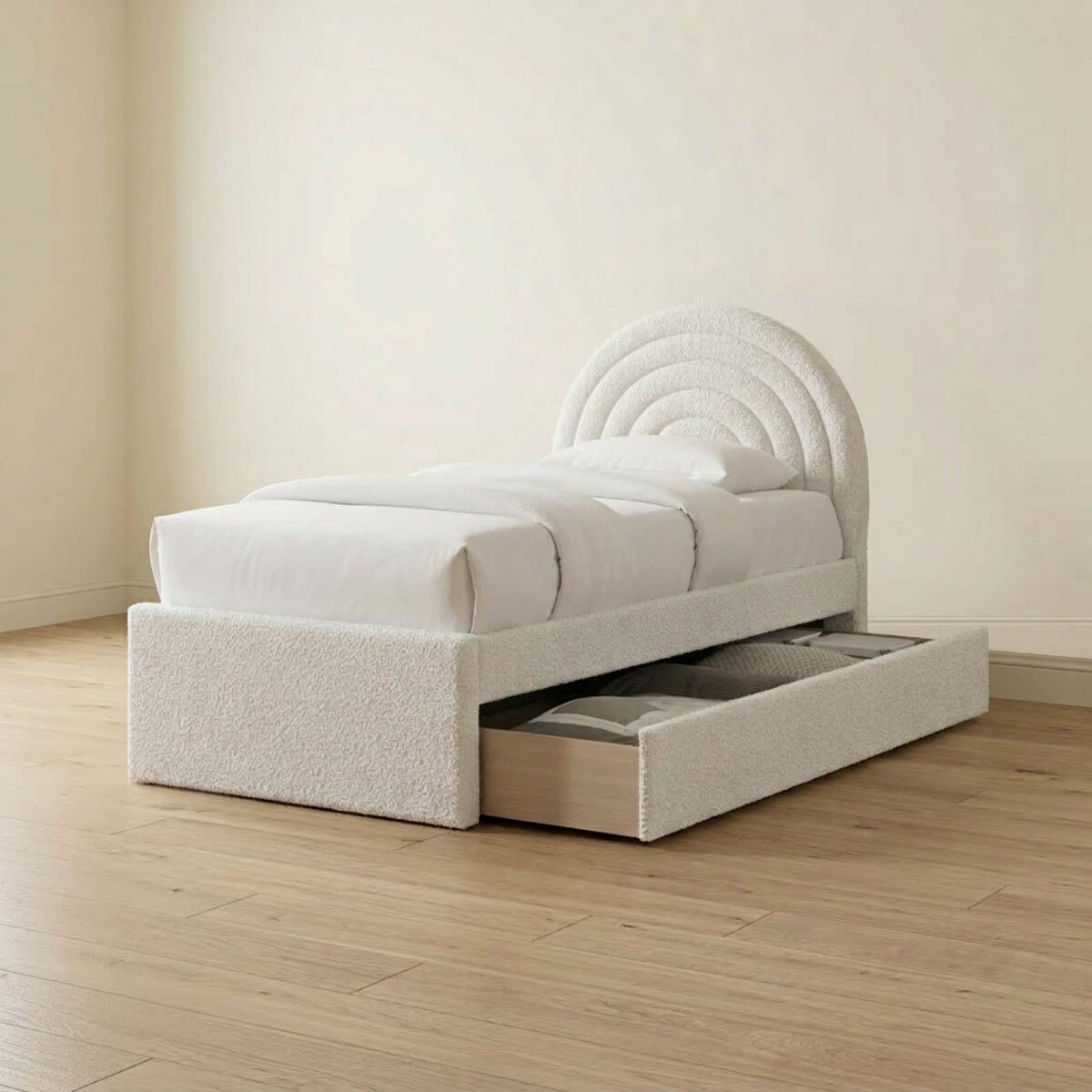 CAMA KIDS - 1 PLAZA MADERA-Y-TELA NATURAL-BEIGE ROSE 